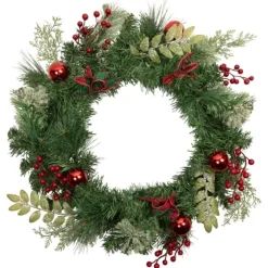Pine And Berry Christmas Wreath, 24 In.-Kirkland's Home Fashion