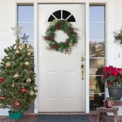 Pine And Berry Christmas Wreath, 24 In.-Kirkland's Home Fashion