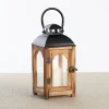 Pine Wood And Black Metal Lantern, 11 In.-Kirkland's Home Fashion