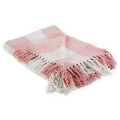 Pink And White Buffalo Check Throw-Kirkland's Home Sale