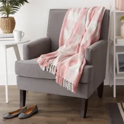 Pink And White Buffalo Check Throw-Kirkland's Home Sale