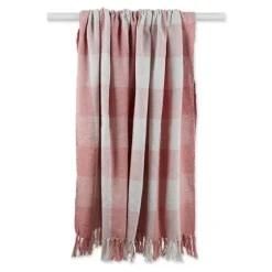 Pink And White Buffalo Check Throw-Kirkland's Home Sale