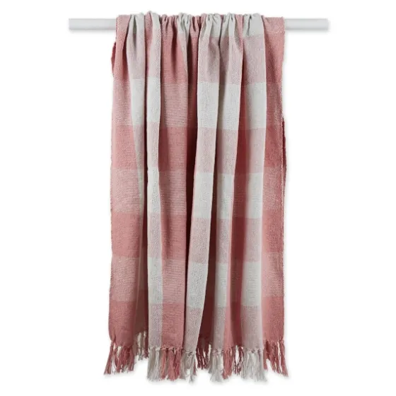 Pink And White Buffalo Check Throw-Kirkland's Home Sale