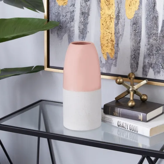 Pink And White Ceramic Vase, 11 In.-Kirkland's Home Fashion