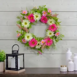 Pink And White Chrysanthemum And Berry Wreath-Kirkland's Home Clearance