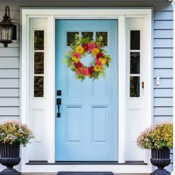 Pink And Yellow Chrysanthemum And Daisy Wreath-Kirkland's Home Clearance
