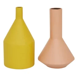Pink And Yellow Metal Geometric Vases, Set Of 2-Kirkland's Home Store