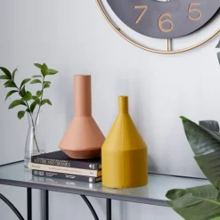 Pink And Yellow Metal Geometric Vases, Set Of 2-Kirkland's Home Store