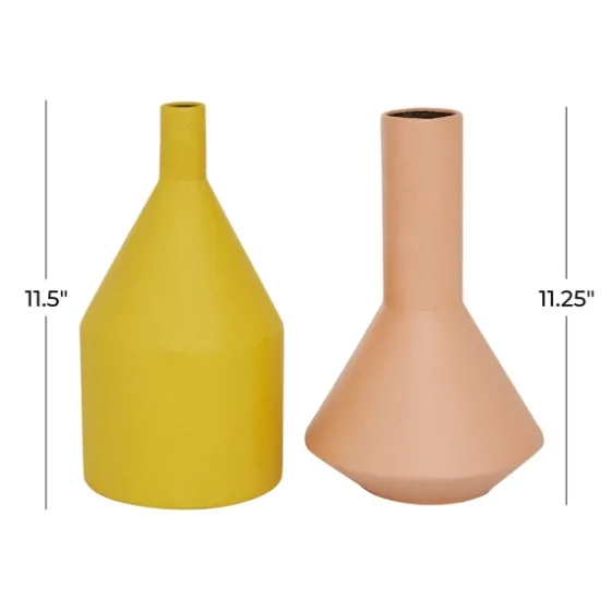 Pink And Yellow Metal Geometric Vases, Set Of 2-Kirkland's Home Store