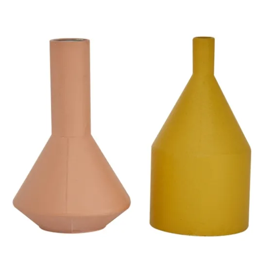Pink And Yellow Metal Geometric Vases, Set Of 2-Kirkland's Home Store