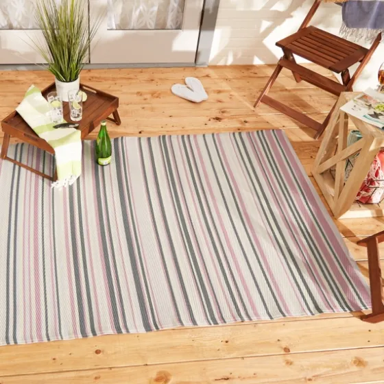 Pink Barcode Stripe Outdoor Area Rug, 4X6-Kirkland's Home Flash Sale