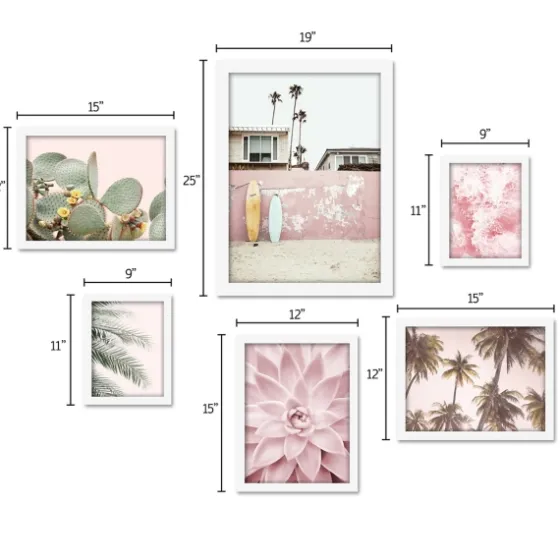 Pink Beach Photography Framed Art Prints, Set Of 6-Kirkland's Home New