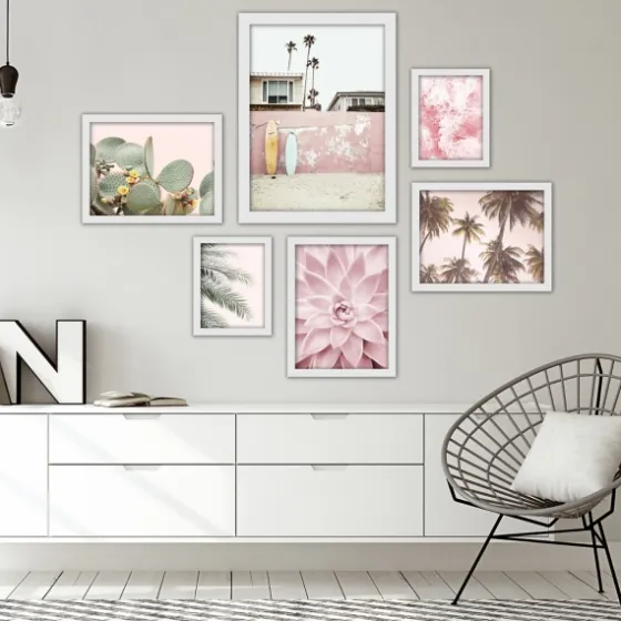 Pink Beach Photography Framed Art Prints, Set Of 6-Kirkland's Home New