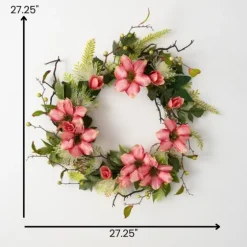 Pink Clematis And Greenery Wreath-Kirkland's Home New