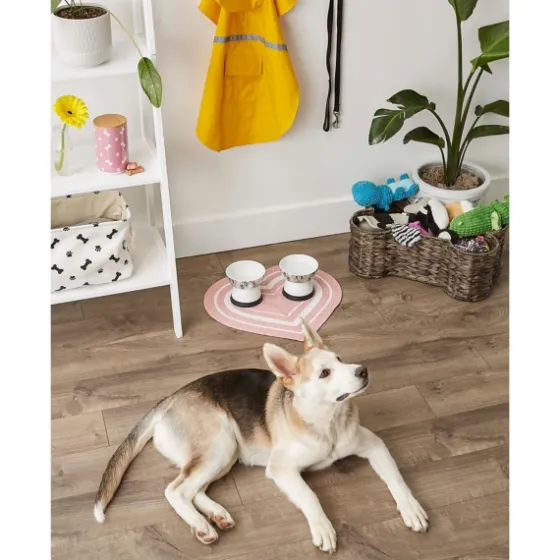 Pink Striped Heart Pet Bowl Mat-Kirkland's Home Cheap