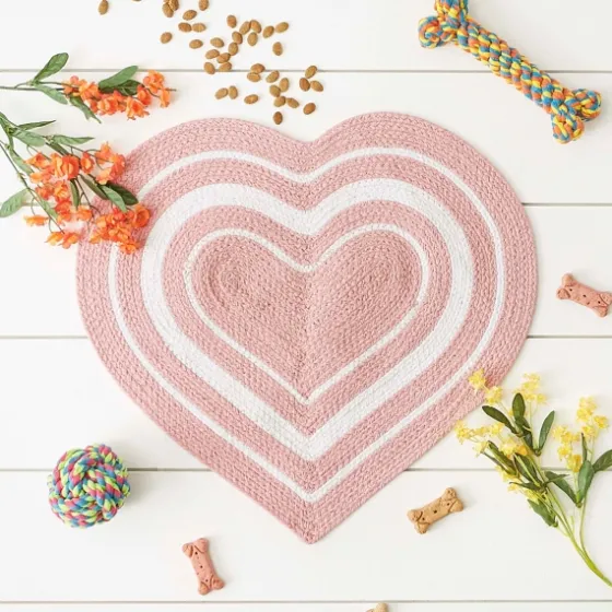Pink Striped Heart Pet Bowl Mat-Kirkland's Home Cheap