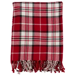 Plaid Cotton Throw With Tassels-Kirkland's Home Online