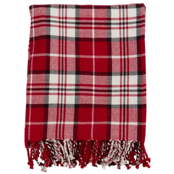 Plaid Cotton Throw With Tassels-Kirkland's Home Online