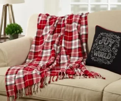 Plaid Cotton Throw With Tassels-Kirkland's Home Online