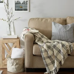 Plaid Fringe Throw-Kirkland's Home Clearance