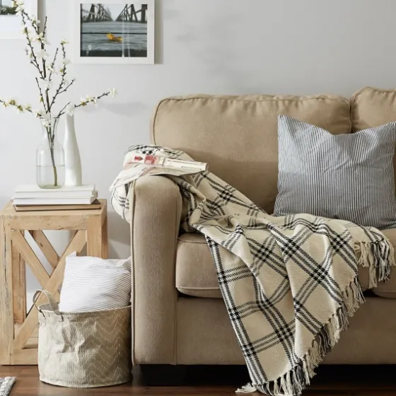Plaid Fringe Throw-Kirkland's Home Clearance