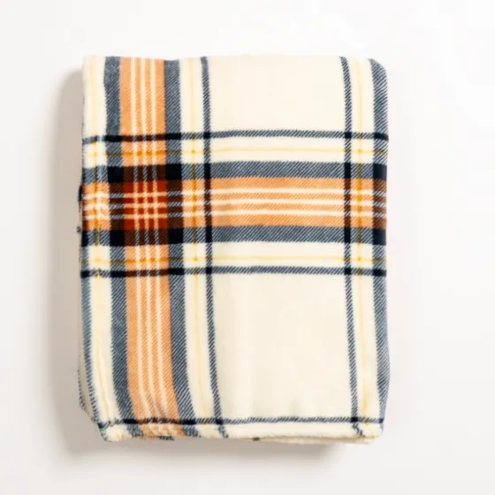 Plush Cream Plaid Throw-Kirkland's Home Sale