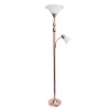Polished Rose Gold And White Reading Arm Torchiere-Kirkland's Home Outlet