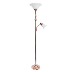 Polished Rose Gold And White Reading Arm Torchiere-Kirkland's Home Outlet