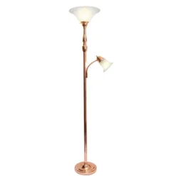 Polished Rose Gold And White Reading Arm Torchiere-Kirkland's Home Outlet