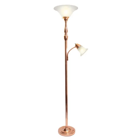 Polished Rose Gold And White Reading Arm Torchiere-Kirkland's Home Outlet