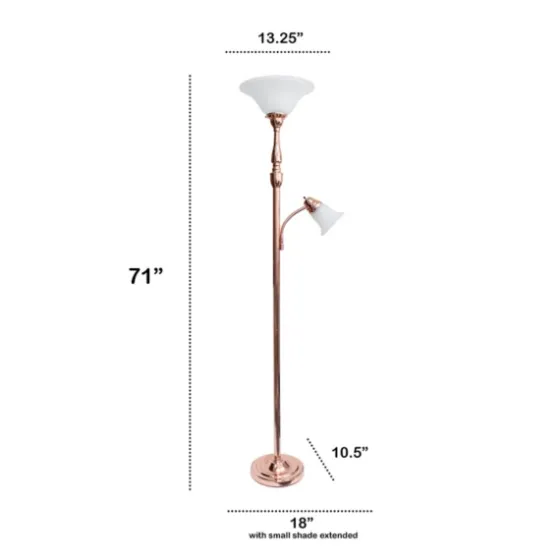 Polished Rose Gold And White Reading Arm Torchiere-Kirkland's Home Outlet
