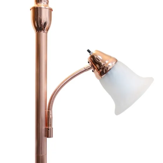 Polished Rose Gold And White Reading Arm Torchiere-Kirkland's Home Outlet