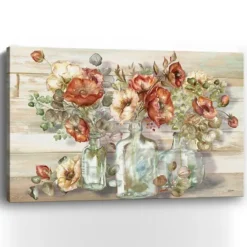Poppies And Eucalyptus Canvas Art Print, 60X40 In.-Kirkland's Home Flash Sale