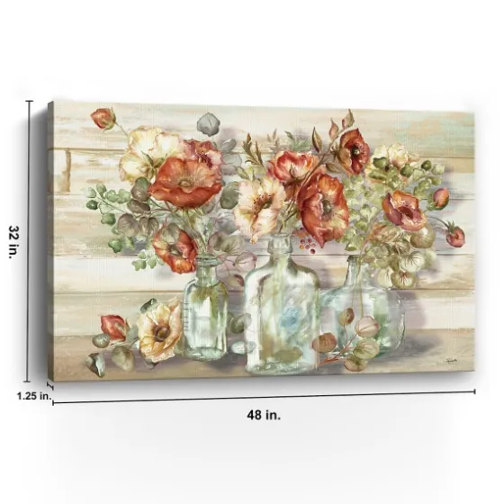 Poppies And Eucalyptus Canvas Art Print, 48X32 In.-Kirkland's Home New