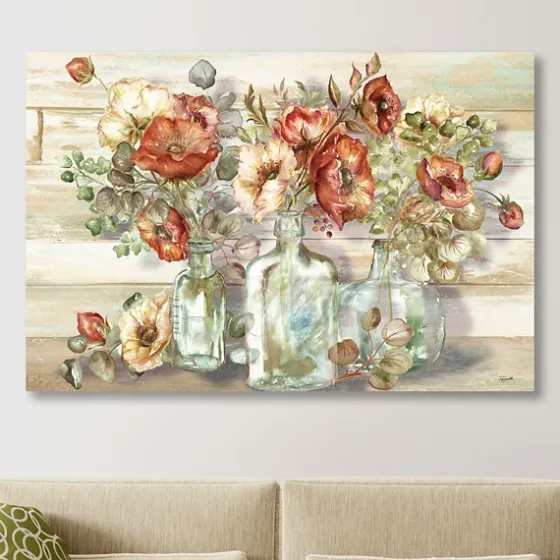 Poppies And Eucalyptus Canvas Art Print, 48X32 In.-Kirkland's Home New
