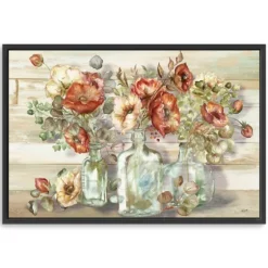 Poppies And Eucalyptus Framed Giclee Canvas Print-Kirkland's Home Discount