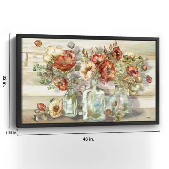 Poppies And Eucalyptus Framed Giclee Canvas Print-Kirkland's Home Discount