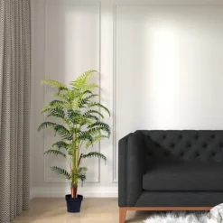 Potted Large Leaf Fern Palm Plant, 59 In.-Kirkland's Home Cheap
