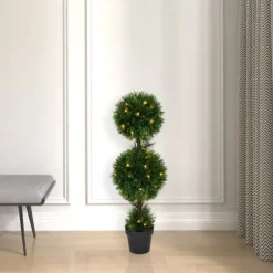 Pre-Lit Double Ball Cedar Potted Topiary-Kirkland's Home Best