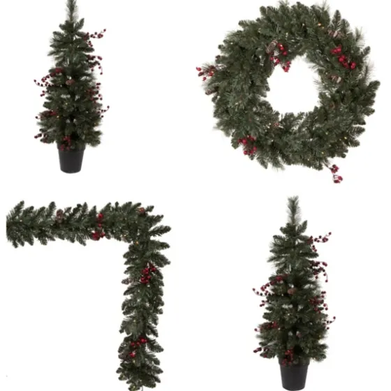 Pre-Lit 4-Pc. Outdoor Christmas Greenery Set-Kirkland's Home Cheap