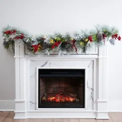 Pre-Lit Pine Cone And Berry Flocked Garland-Kirkland's Home Clearance