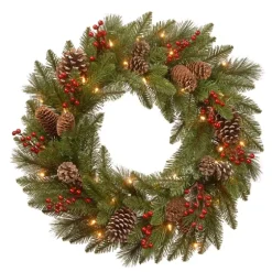 Pre-Lit Pine Cone Bristle Berry Christmas Wreath-Kirkland's Home Outlet