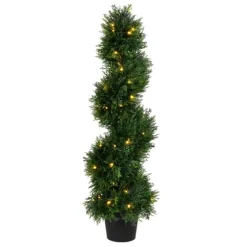 Pre-Lit Potted Spiral Pond Cypress Topiary, 3 Ft.-Kirkland's Home Sale
