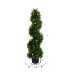 Pre-Lit Potted Spiral Pond Cypress Topiary, 3 Ft.-Kirkland's Home Sale