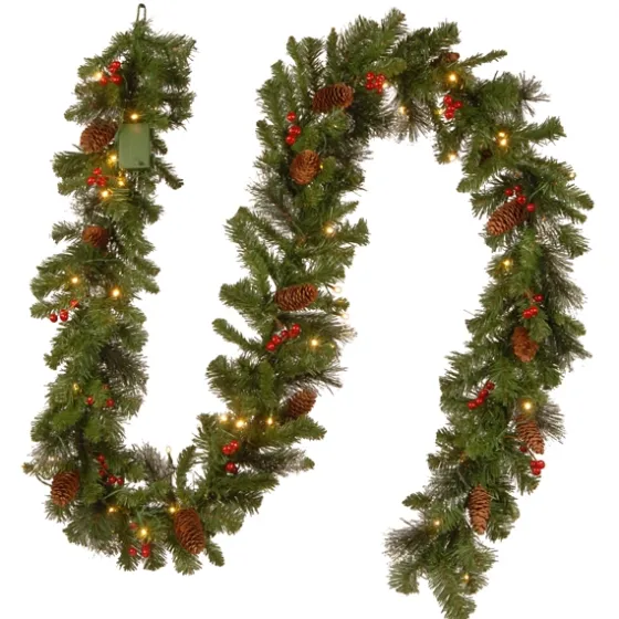 Pre-Lit Red Berry And Cone Spruce Garland-Kirkland's Home Online
