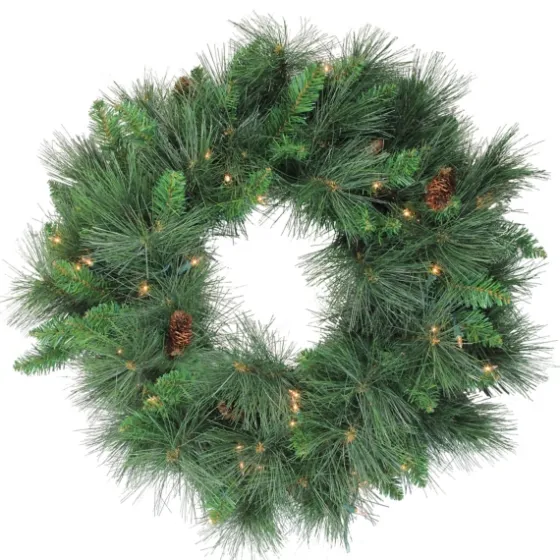 Pre-Lit White Valley Pine Wreath-Kirkland's Home Outlet