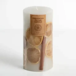 Pressed Citrus Unscented Pillar Candle, 6 In.-Kirkland's Home Hot