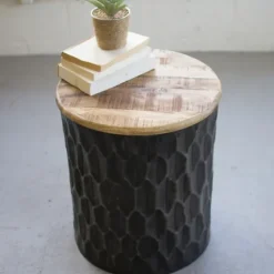 Pressed Metal Drum Storage Accent Table-Kirkland's Home New