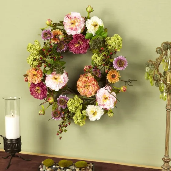 Pretty Peony Garden Mix Wreath-Kirkland's Home Clearance