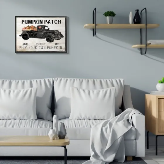 Pumpkin Patch Black Truck Framed Giclee Art Print-Kirkland's Home Best Sale